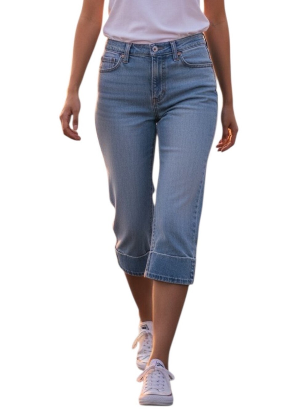 Vintage Levi's Low Slouch Stretch Capri Jeans Y2K Cuffed Denim Size 9 Streetwear